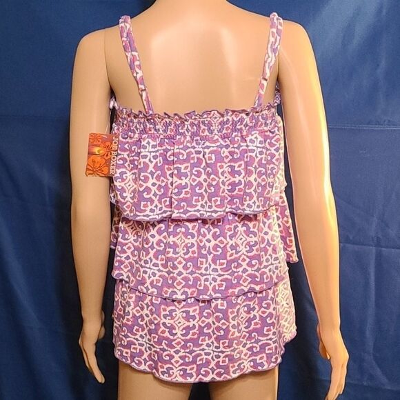 Joe Boxer 3 Tier Ruffle Purple Kaleidoscope Tub Top - Picture 5 of 10